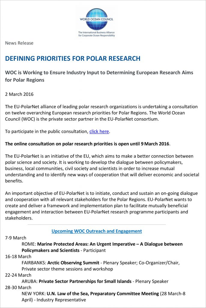 WOC News Release 2016-03-02 Defining Polar Research Priorities - FINAL-1