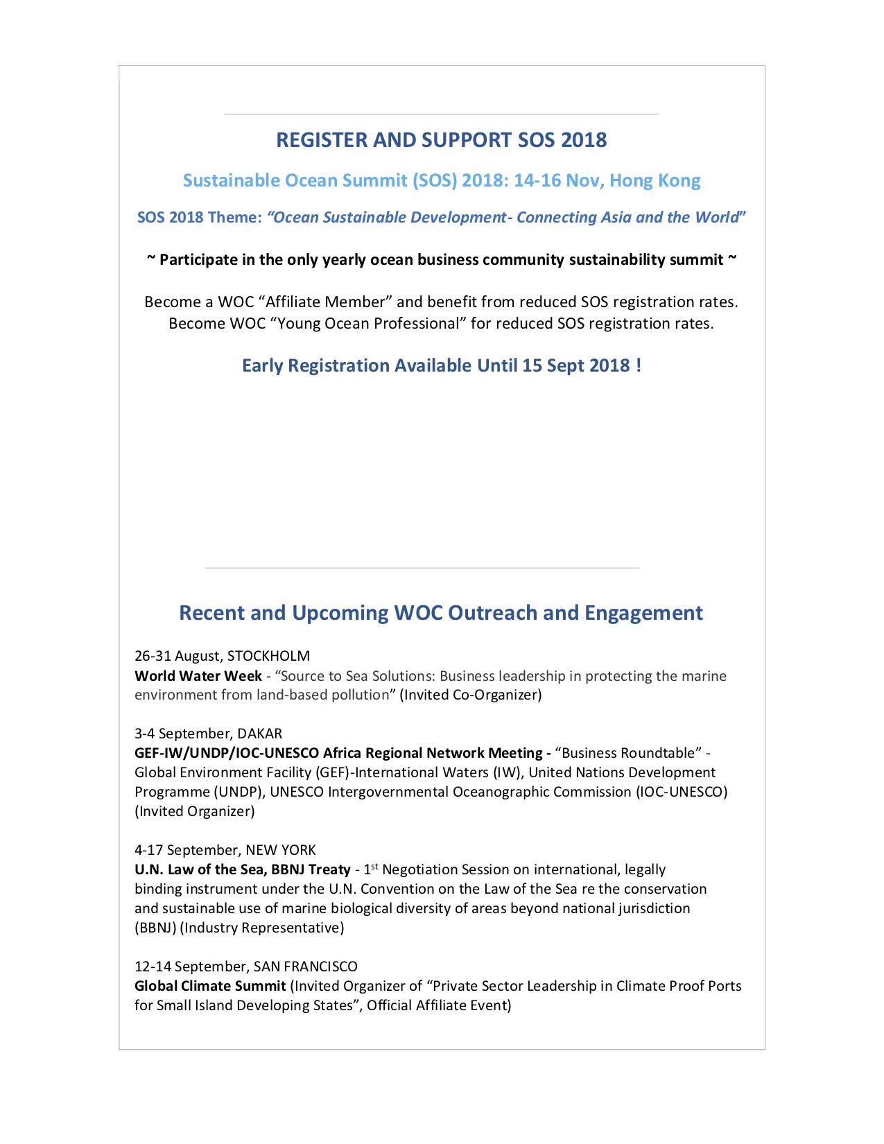 James Michel Foundation and Tian Sian Join WOC - 25 July 2018