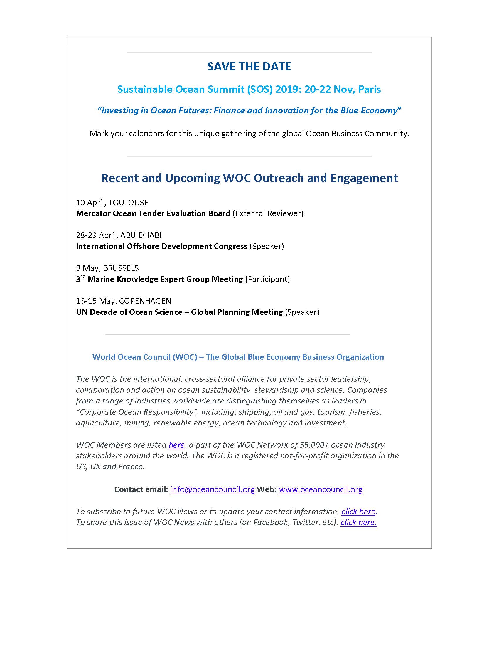 International Offshore Development Congress (28-29 Apr, Abu Dhabi) Invites WOC as Strategic Partner - 10 April 2019