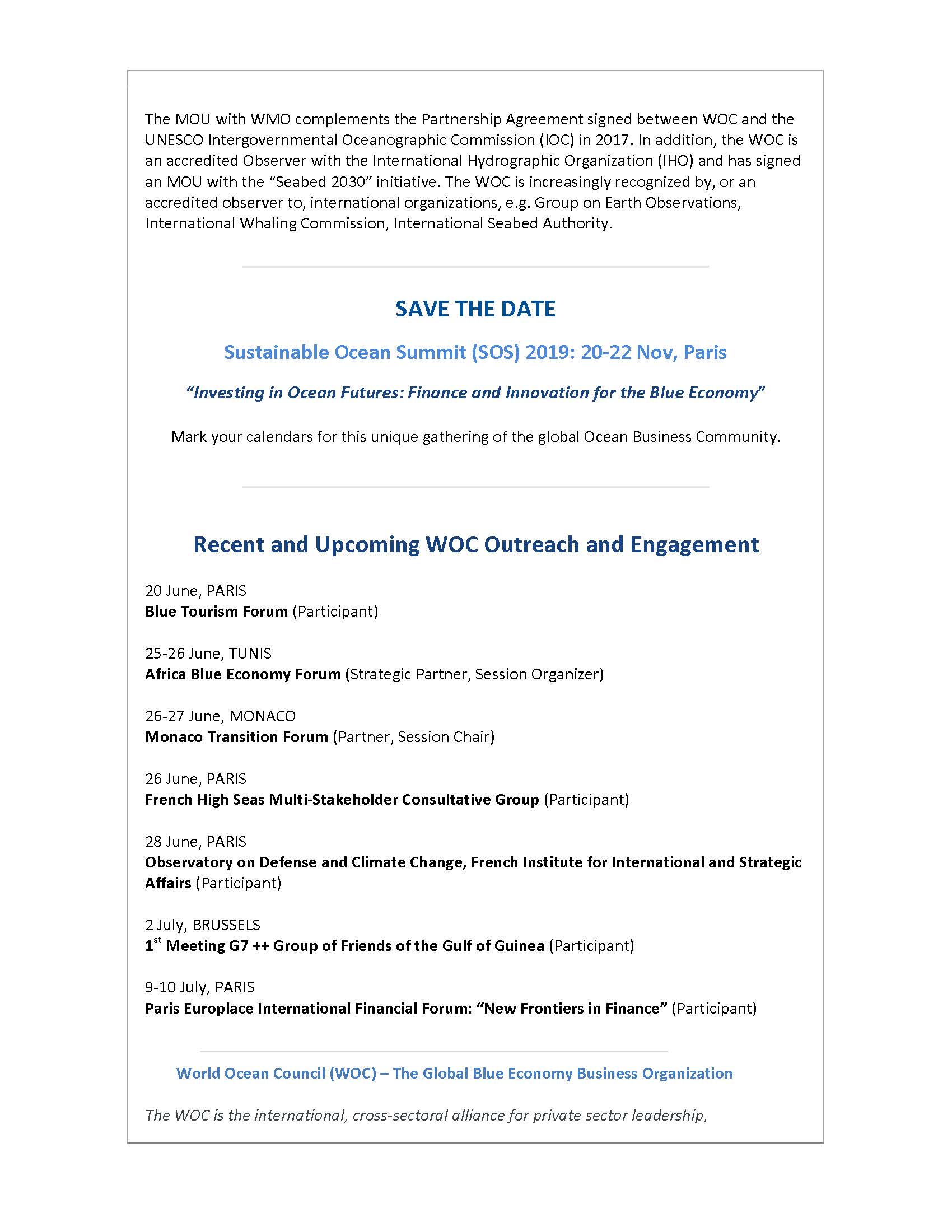 WOC and U.N. World Meteorological Organization Sign MOU - 20 June 2019